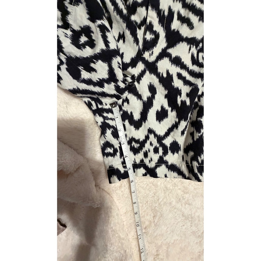 LOFT Womens Black White Ikat Abstract Print Linen Cotton Shorts Size 10 - Picture 7 of 9